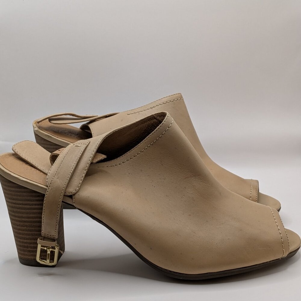 Clarks Open Toe Mules w/ Ankle Strap
